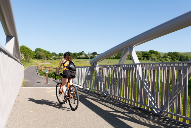 Cyclist on bridge